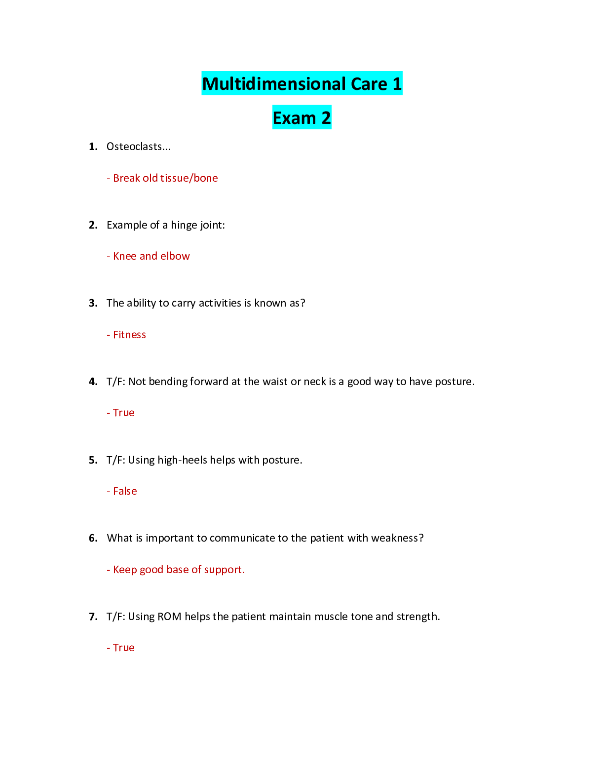 Preview of NUR 2356 / NUR2356: Multidimensional Care I / MDC 1 Exam 2 . Rasmussen